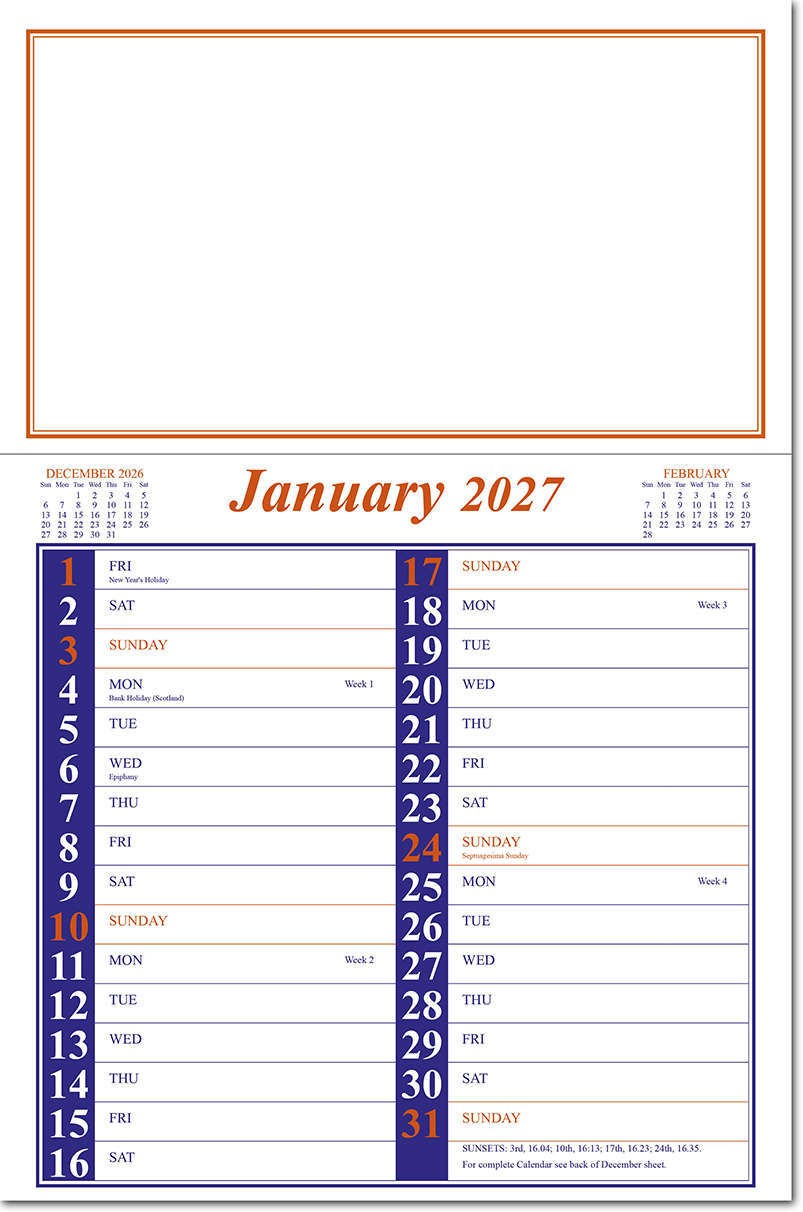 Appointment Memo Calendar - Blue and Orange