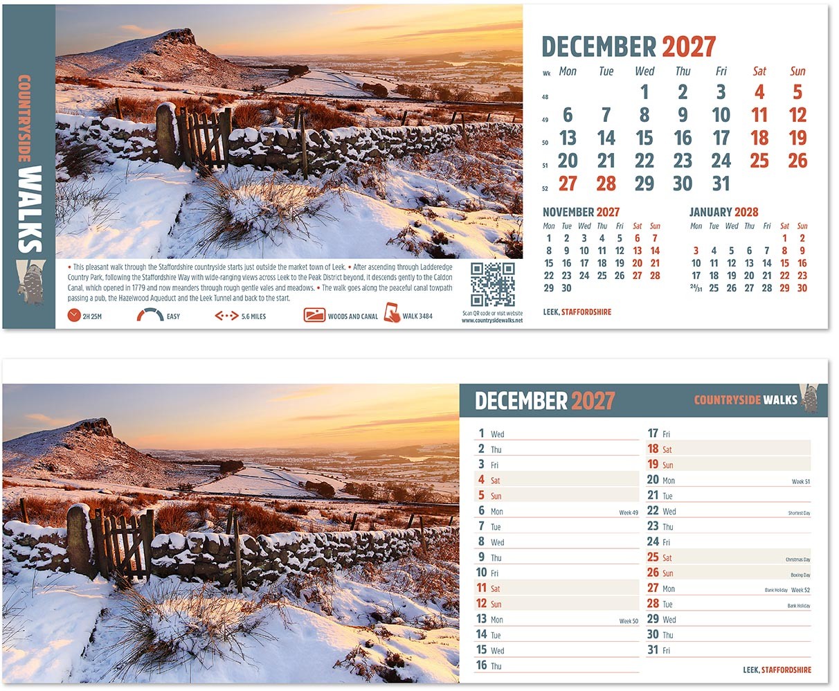 Countryside Walks Task Station Desk Calendar