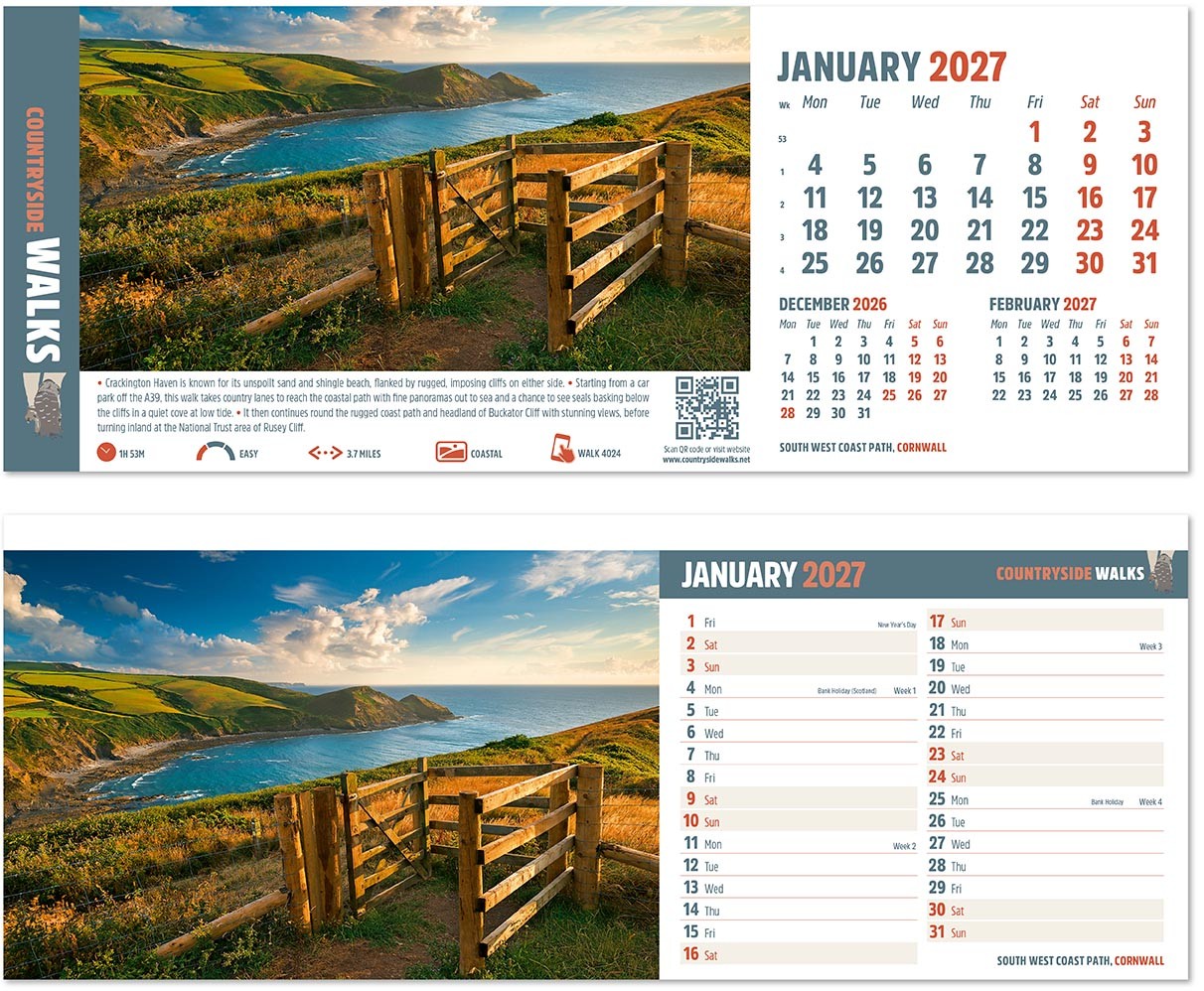 Countryside Walks Task Station Desk Calendar
