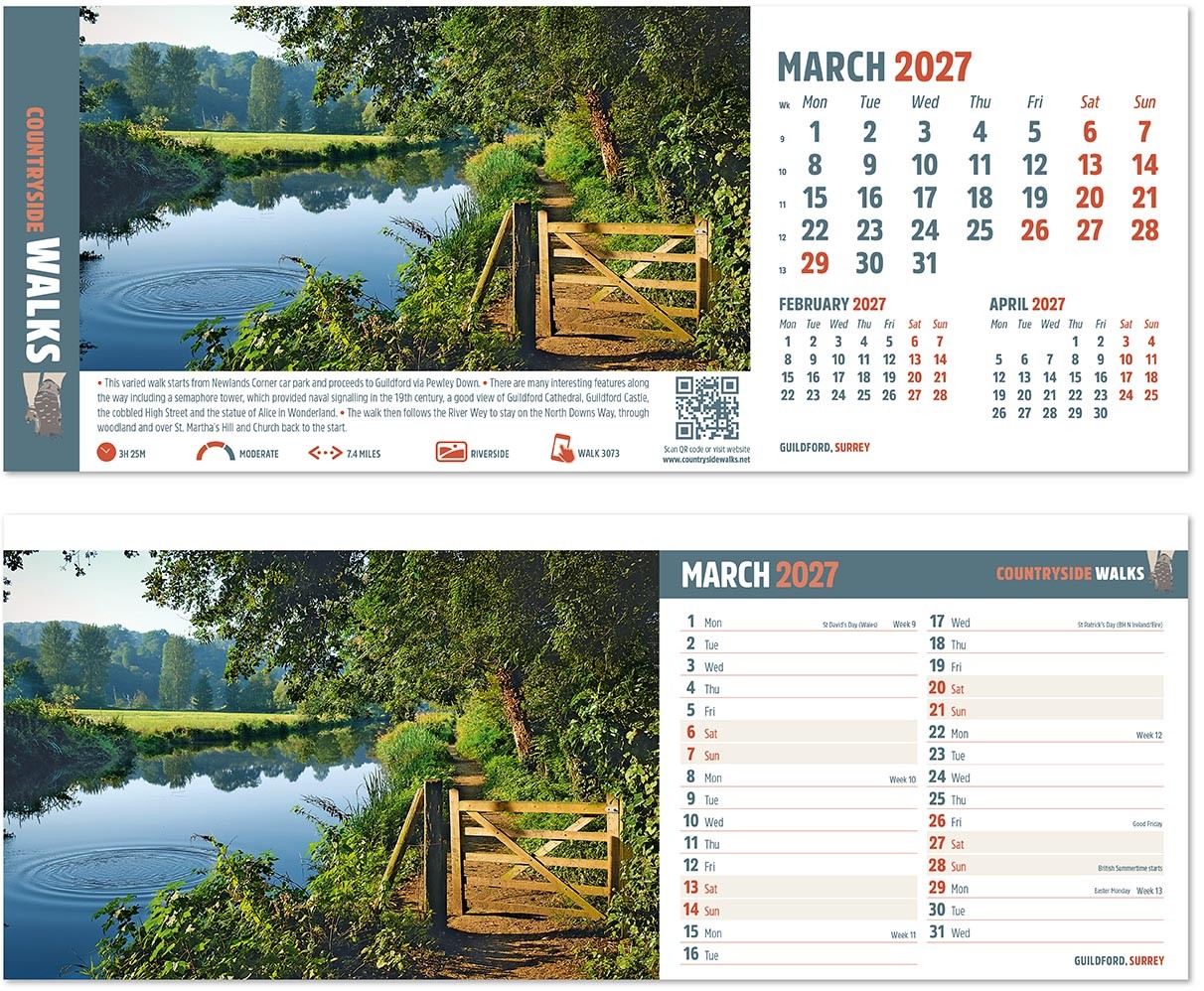 Countryside Walks Task Station Desk Calendar