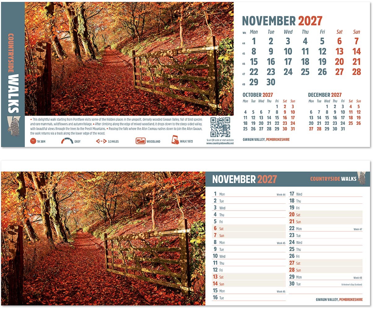 Countryside Walks Task Station Desk Calendar