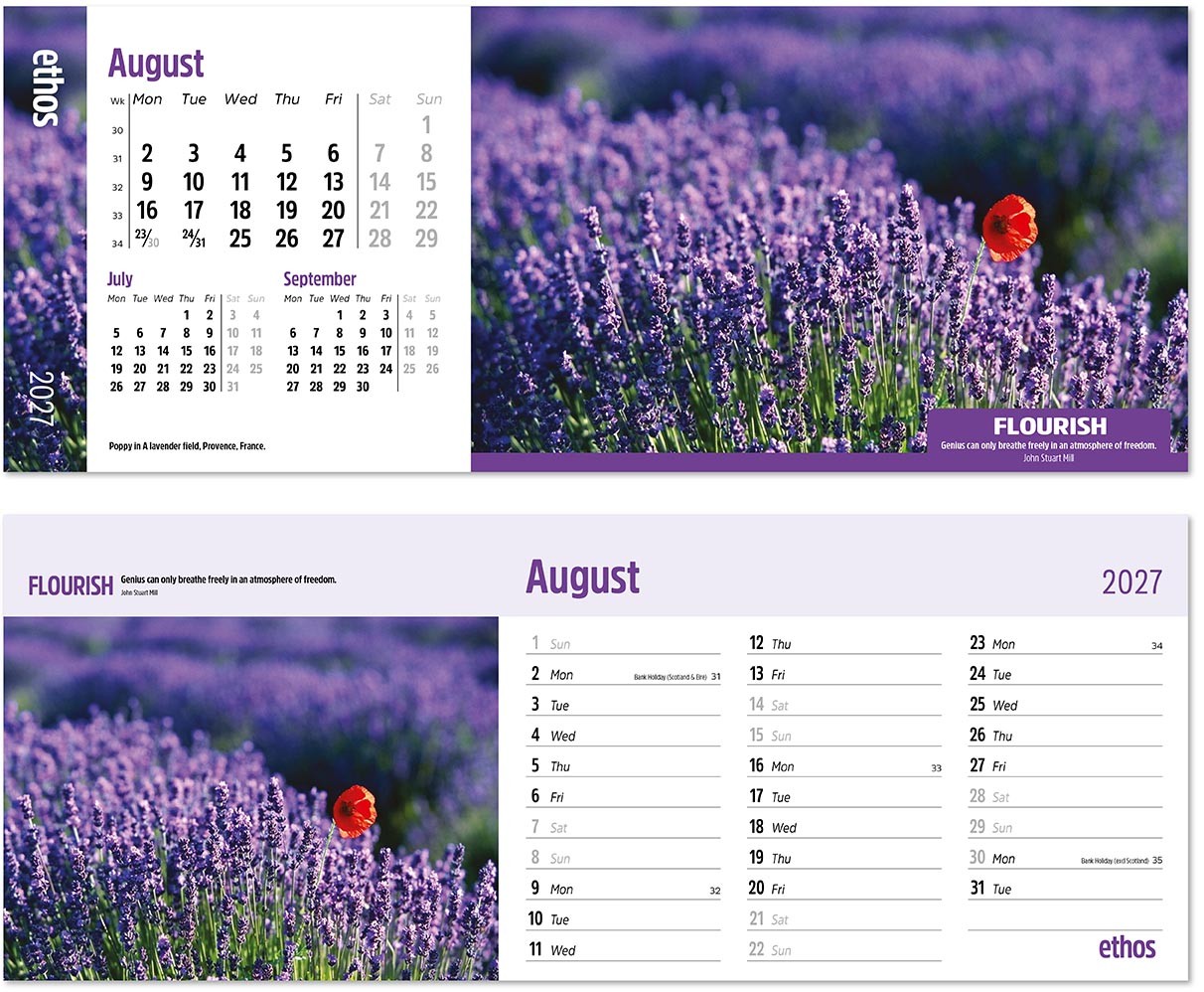Ethos Premium Lined Easel Desk Calendar