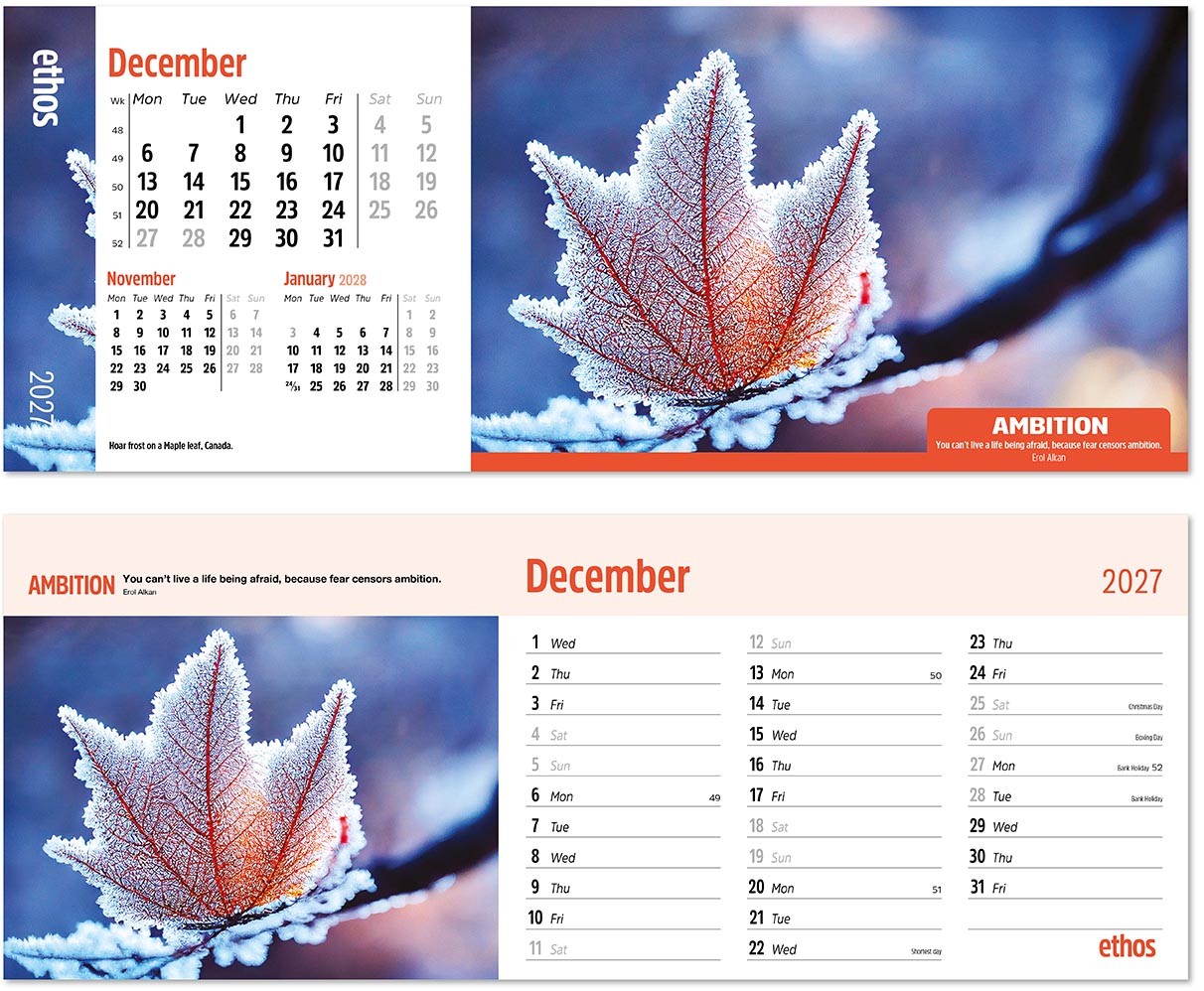 Ethos Premium Lined Easel Desk Calendar