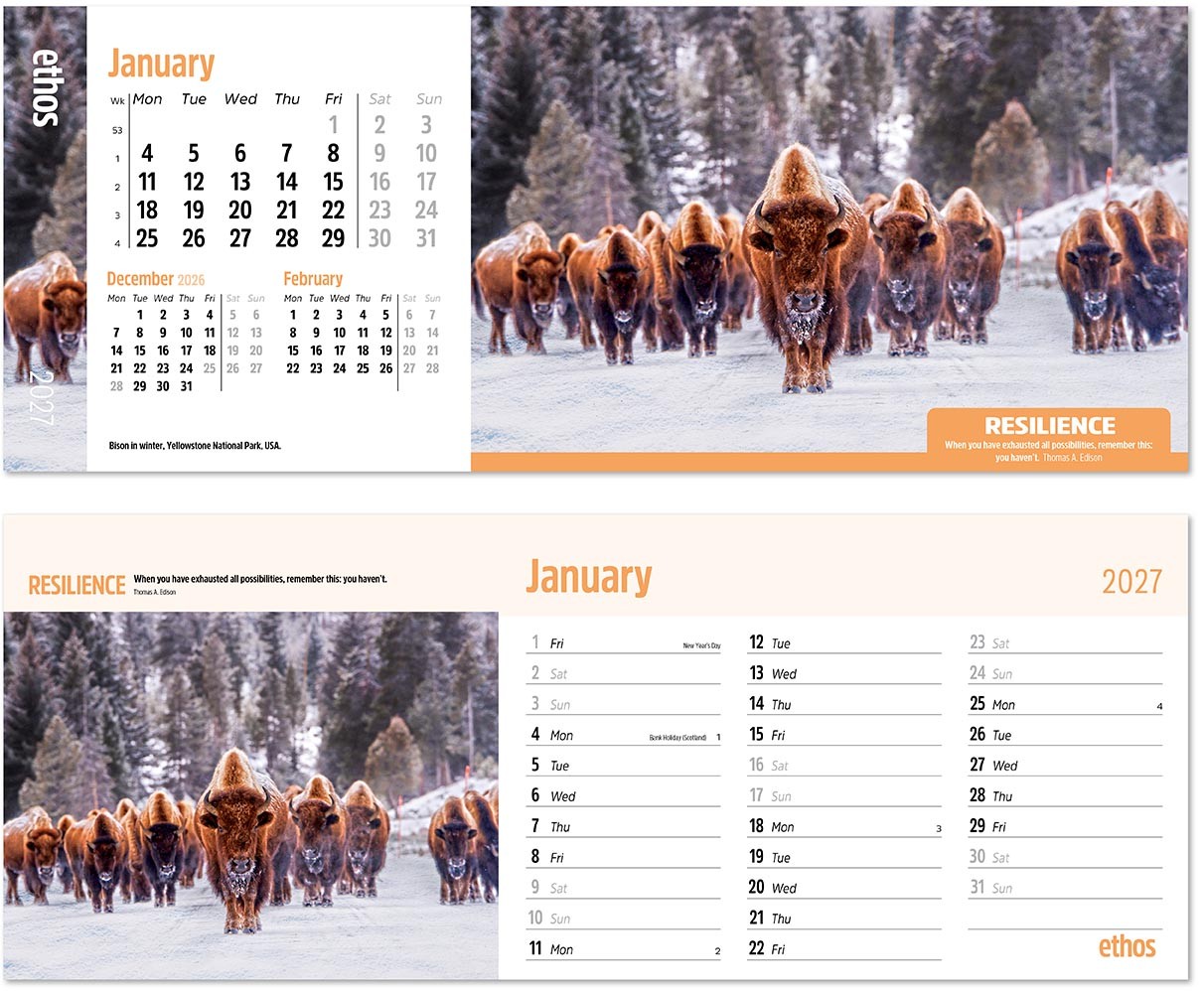Ethos Premium Lined Easel Desk Calendar