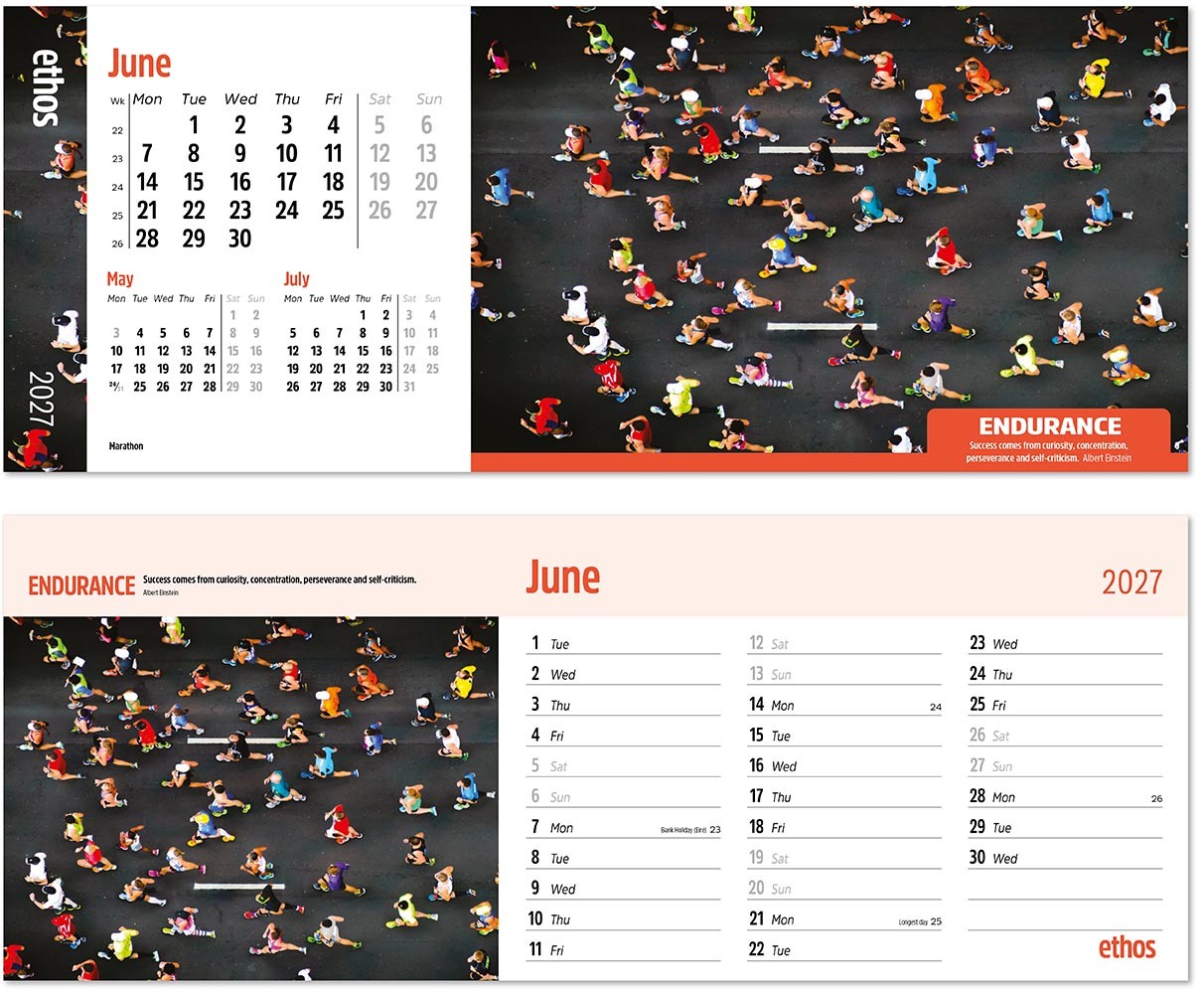 Ethos Premium Lined Easel Desk Calendar