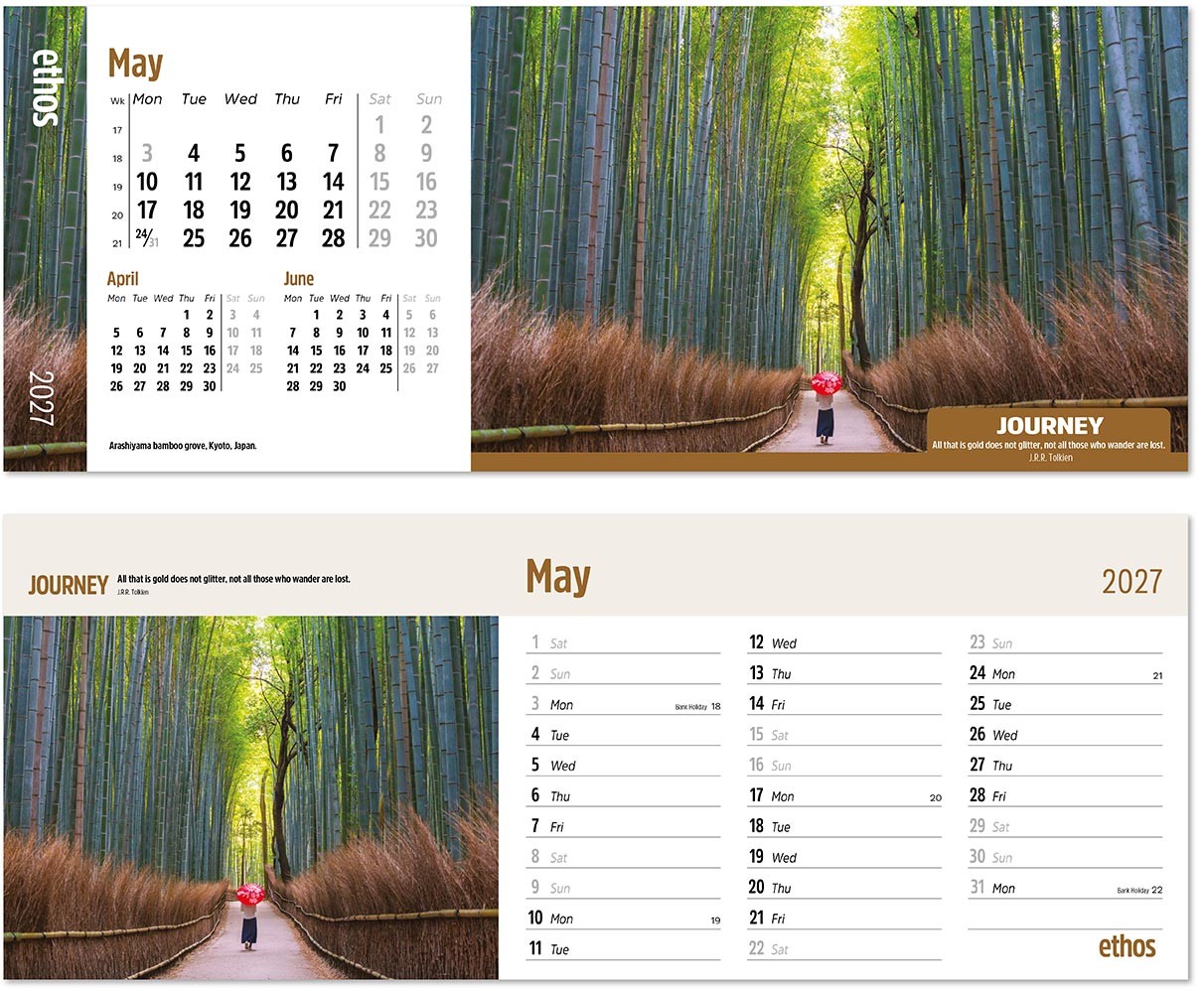 Ethos Premium Lined Easel Desk Calendar