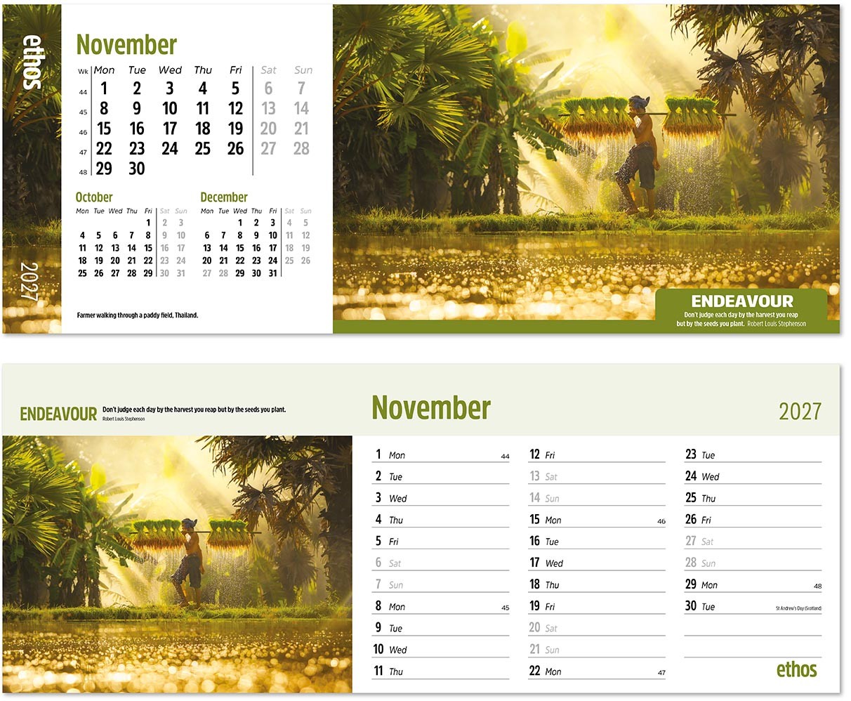 Ethos Premium Lined Easel Desk Calendar