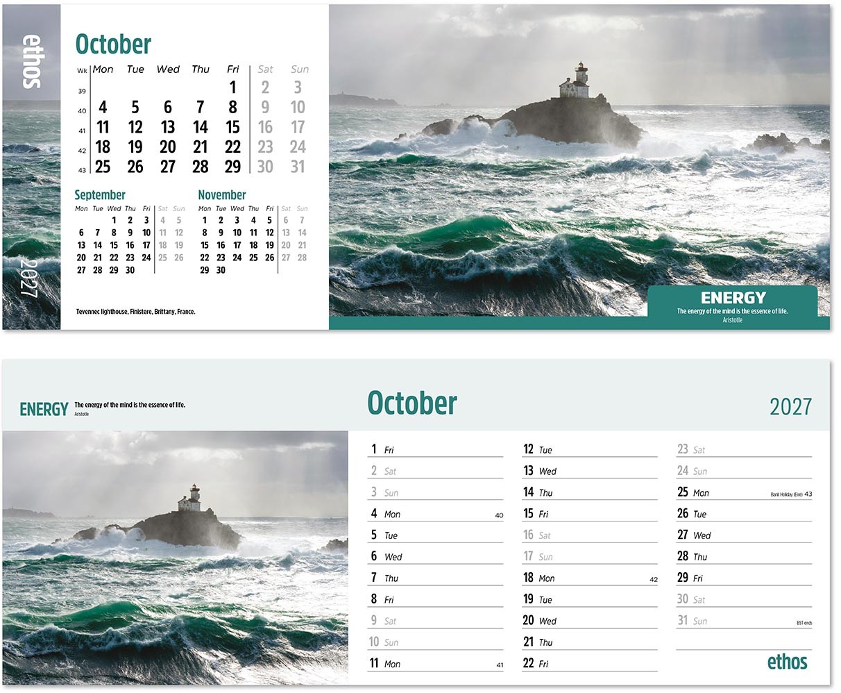 Ethos Premium Lined Easel Desk Calendar