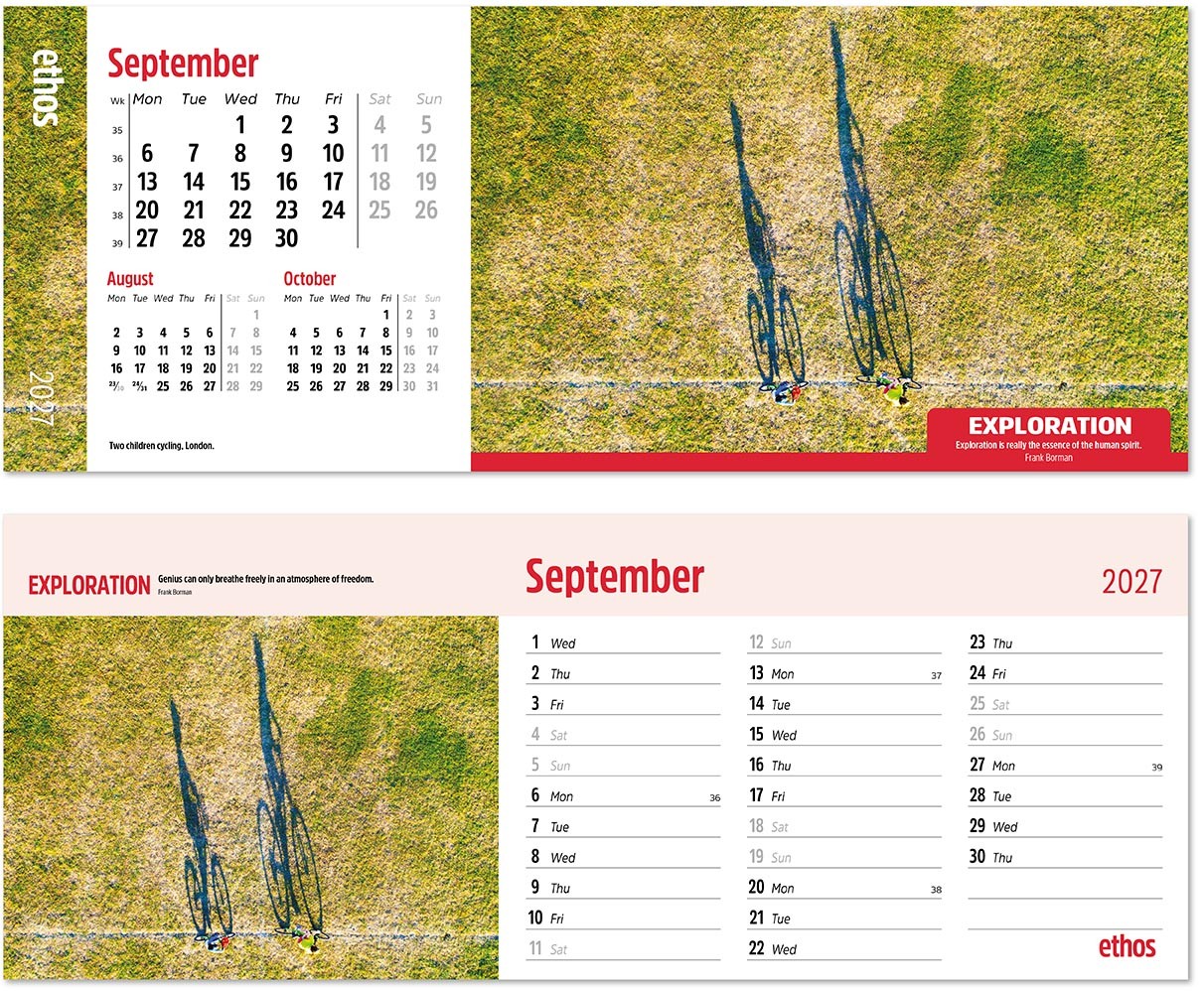 Ethos Premium Lined Easel Desk Calendar