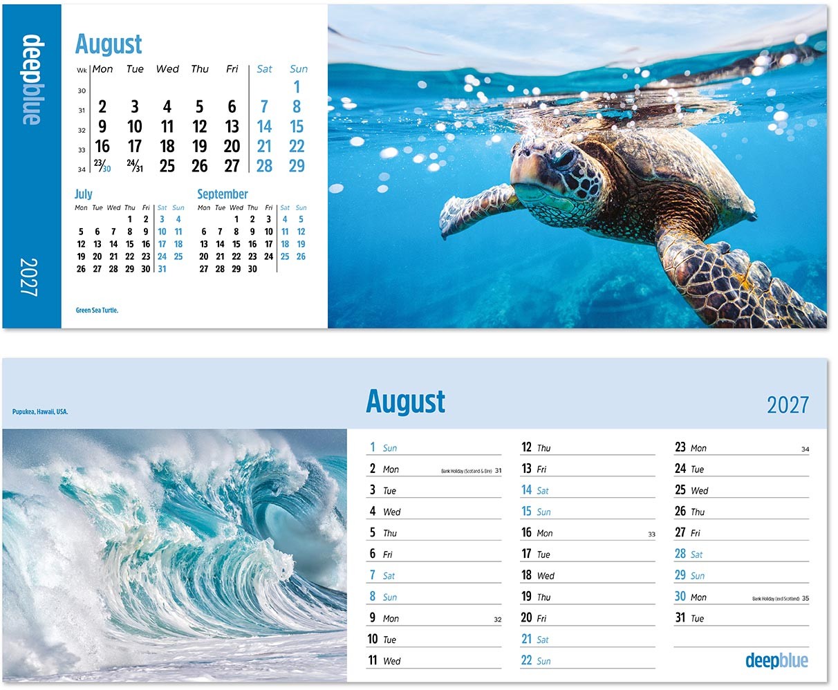 Deep Blue Note Station Desk Calendar