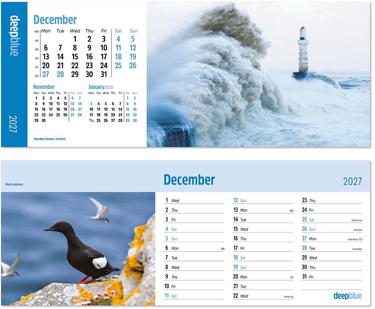 Deep Blue Note Station Desk Calendar
