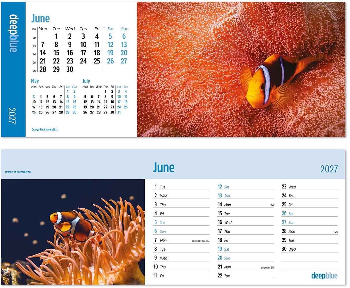 Deep Blue Note Station Desk Calendar