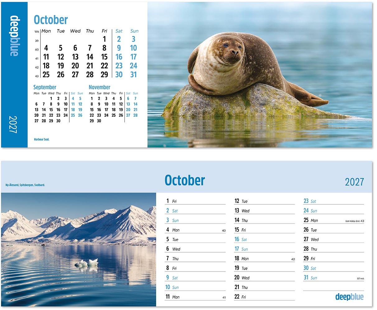Deep Blue Note Station Desk Calendar