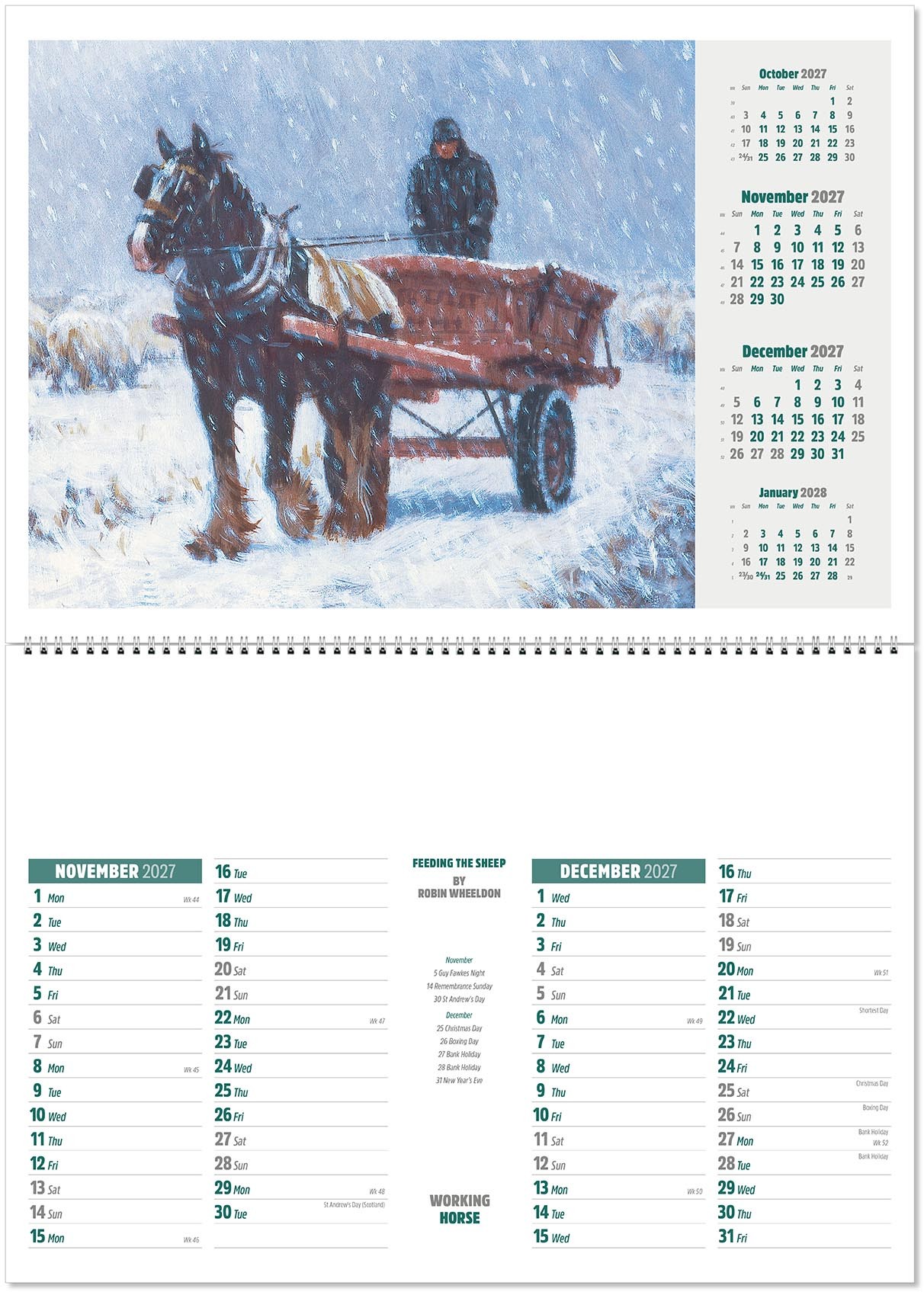 Working Horse Postage Saver Calendar