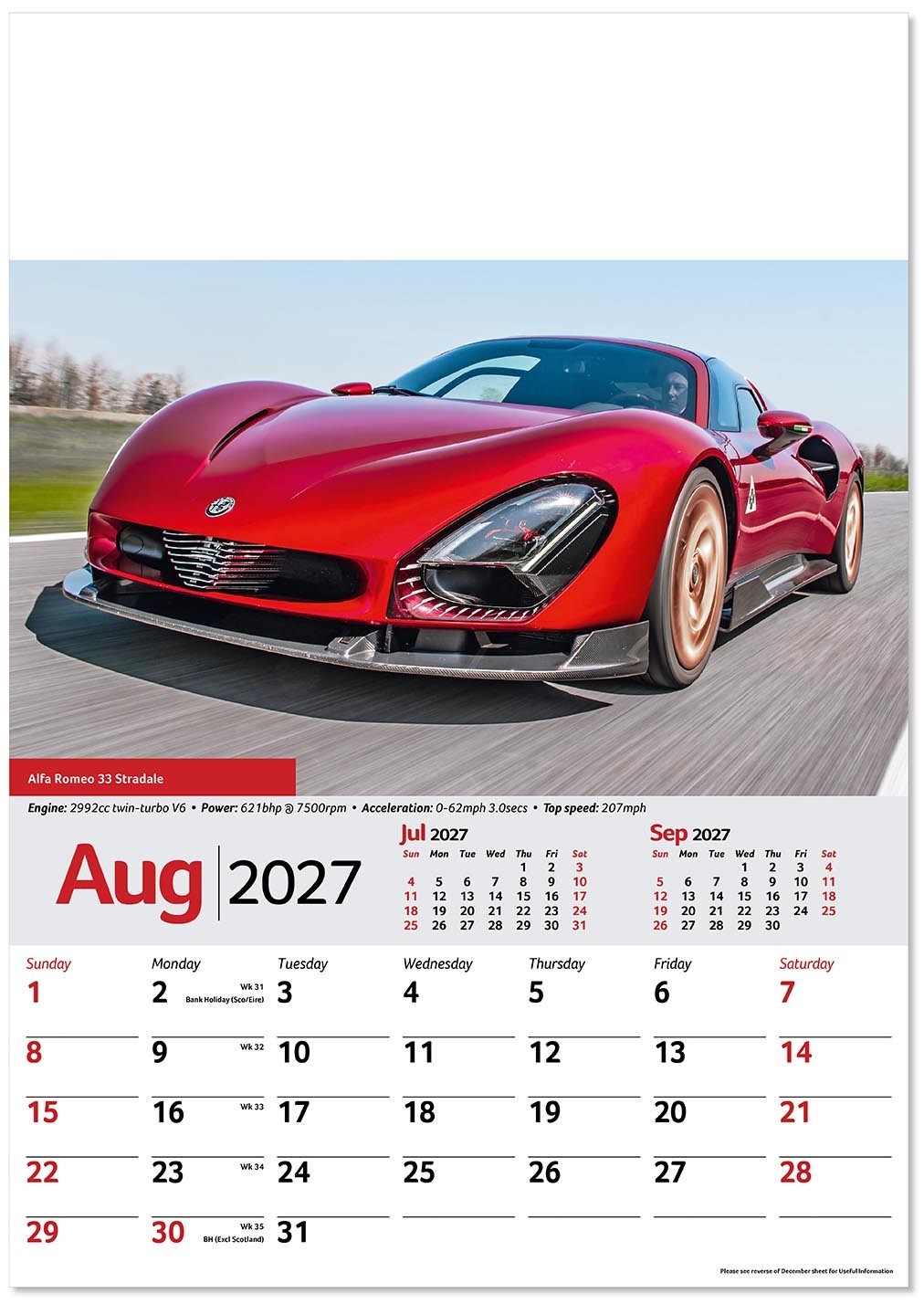 Performance Cars Wall Calendar