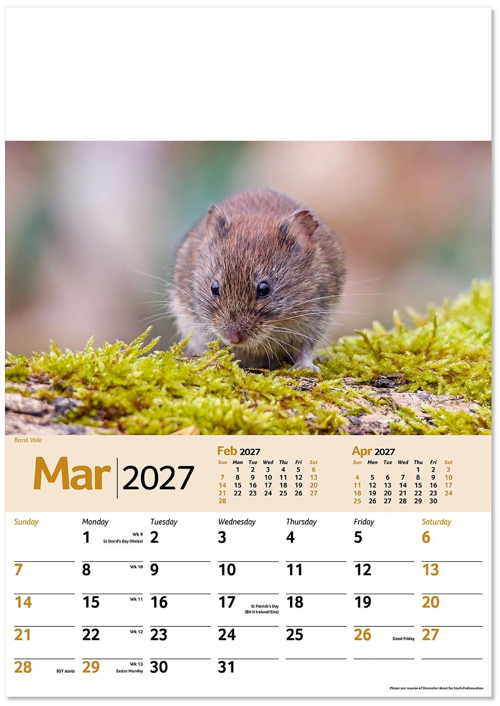 Wildlife Memo Calendar