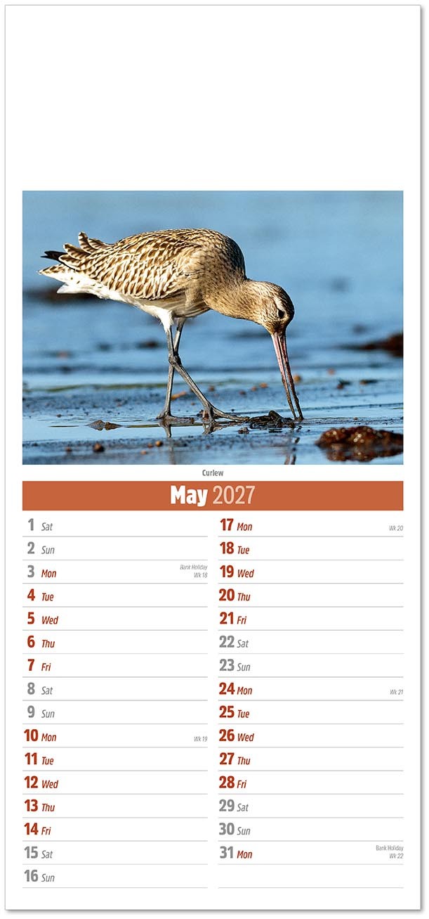 Slimline British Wildlife Compact Calendar